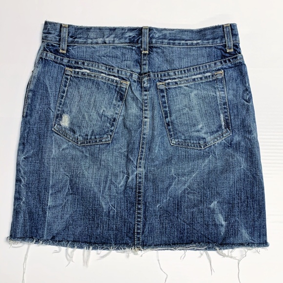 J. Crew Distressed Raw Hem Denim Mini Skirt, 0 - Picture 2 of 5